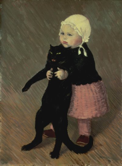 A Small Girl with a Cat, 1889 by Théophile Alexandre Steinlen